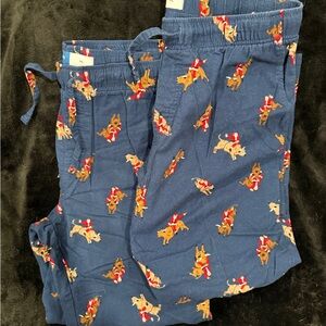 Set of THREE Old Navy Navy Pajama Pants with Santa Bronco Print